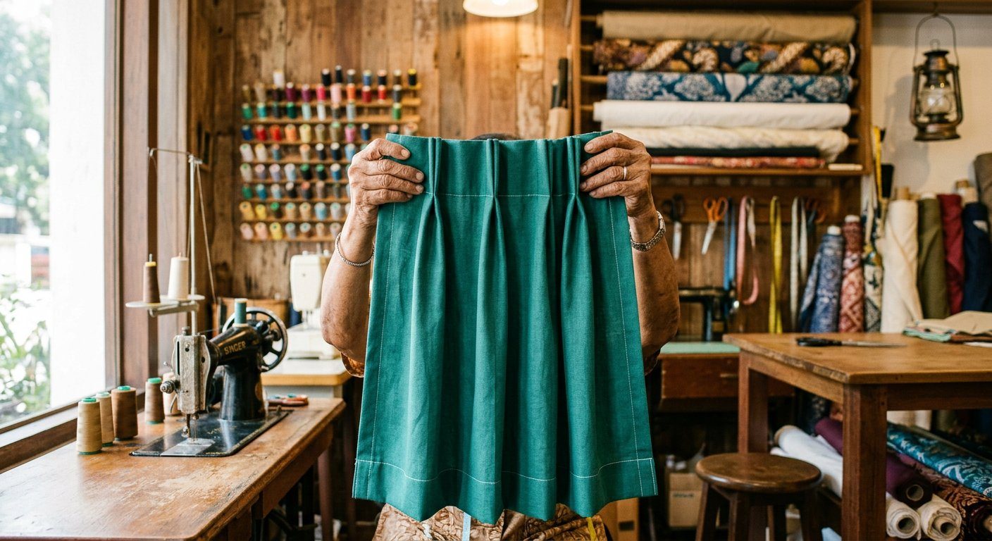 Langsir siap dipasang — gambar contoh untuk demo